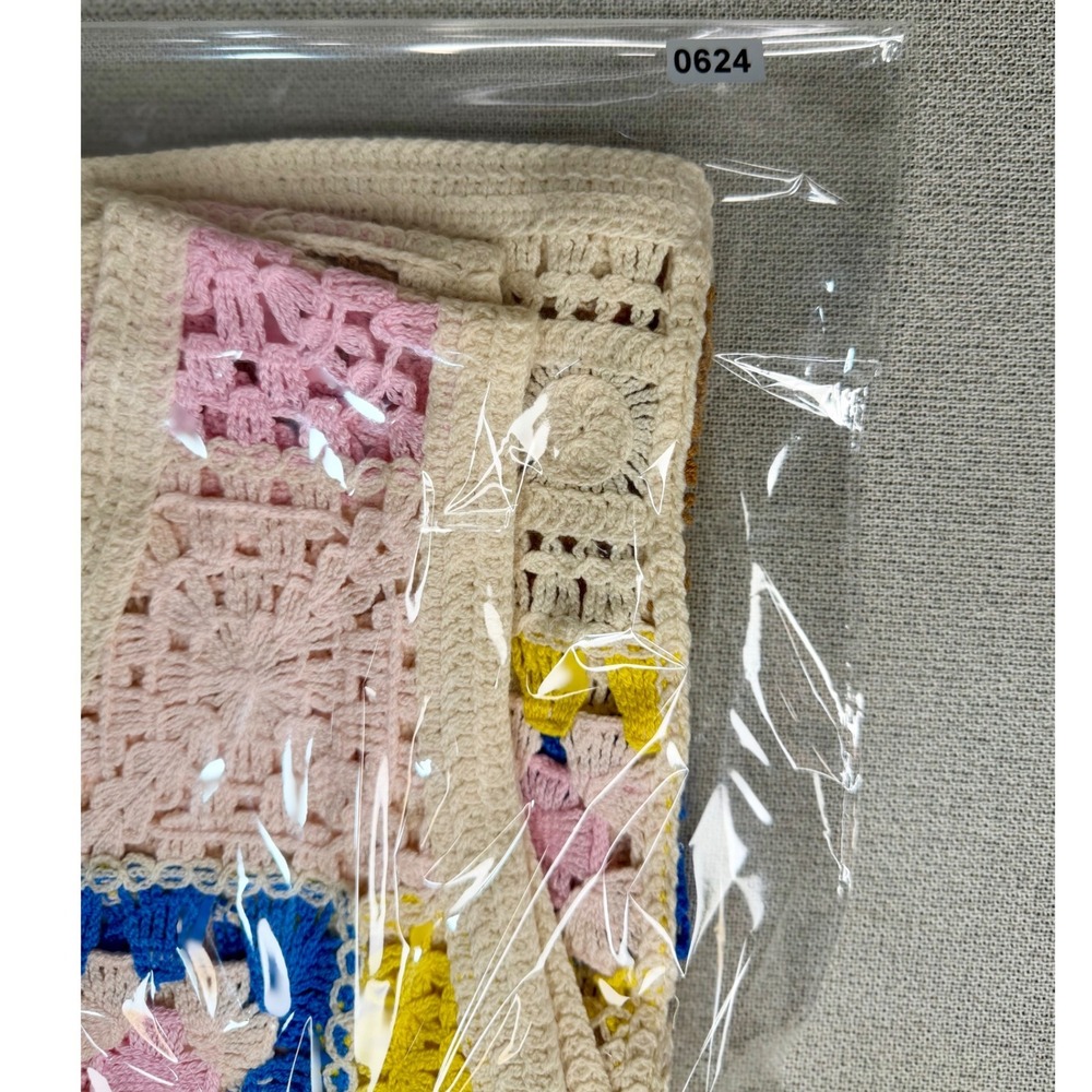 Eye Candy Crochet Granny Square Vest Multi-Color Button Front Boho Knit One Size - Picture 13 of 13